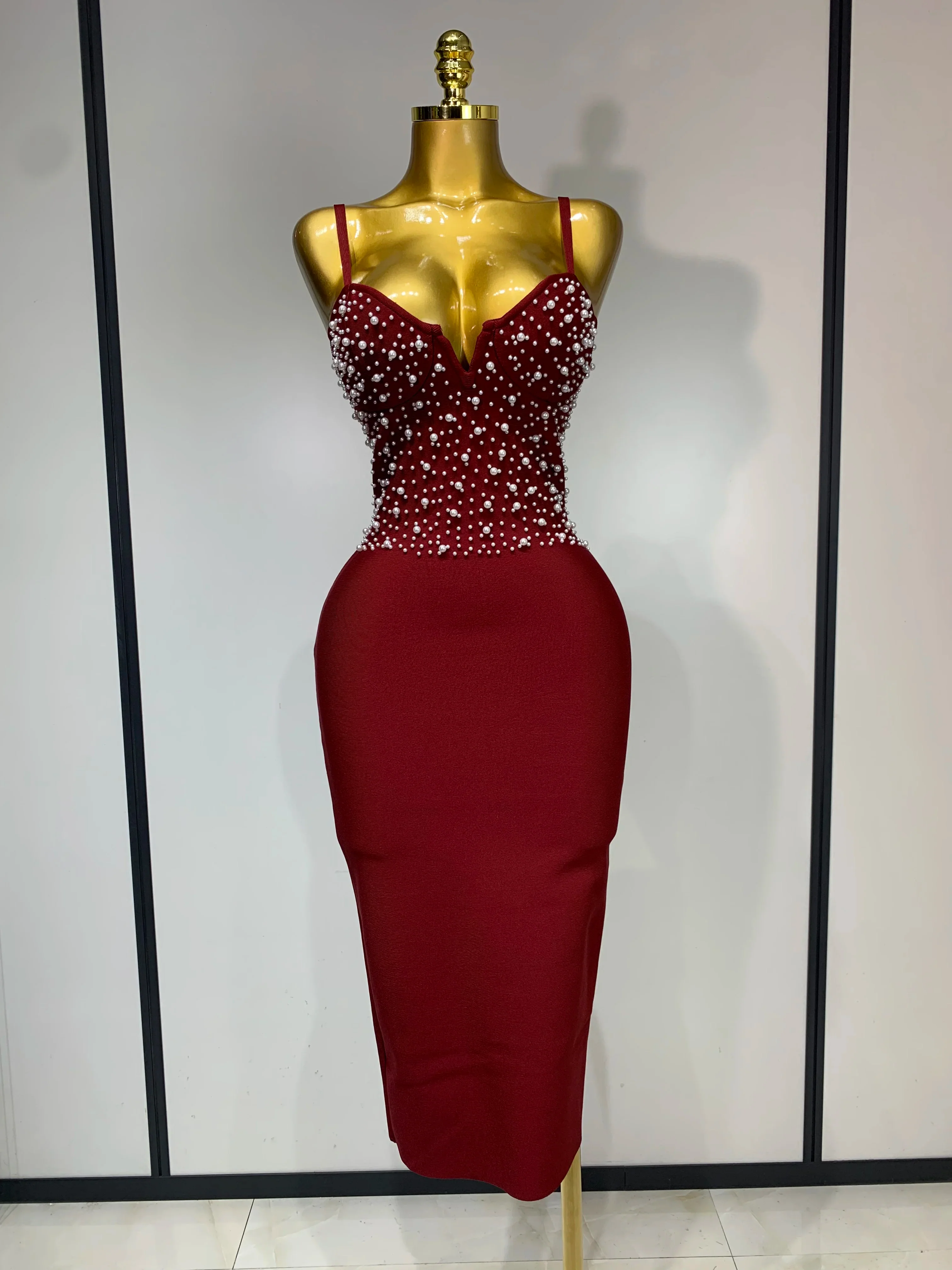 Sexy V-neck Black Red Bodycon Bandage Dress Women Celebrity Evening Prom Club Elegant Birthday Party Nightclub Dresses