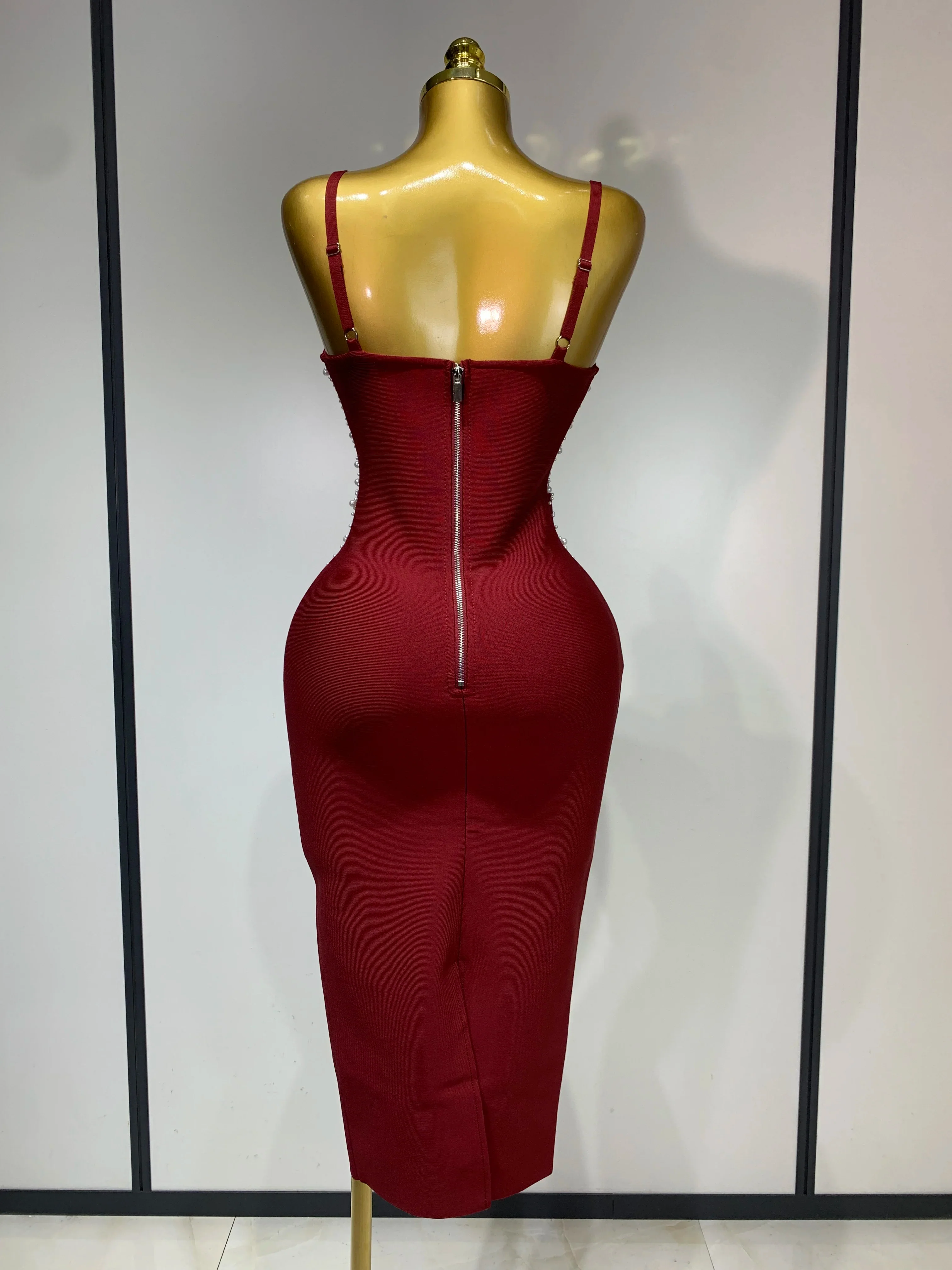 Sexy V-neck Black Red Bodycon Bandage Dress Women Celebrity Evening Prom Club Elegant Birthday Party Nightclub Dresses - Image 4
