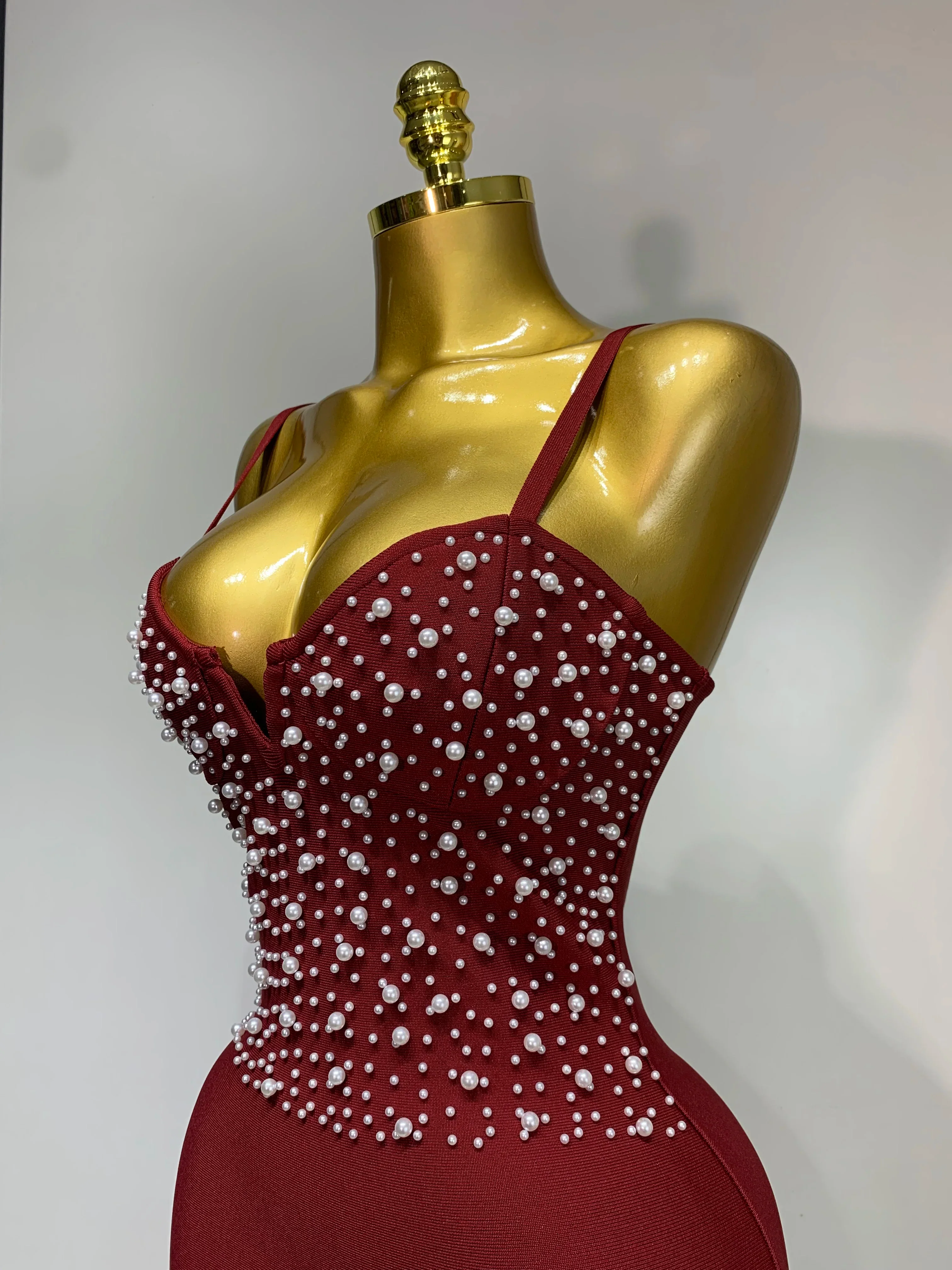 Sexy V-neck Black Red Bodycon Bandage Dress Women Celebrity Evening Prom Club Elegant Birthday Party Nightclub Dresses - Image 5