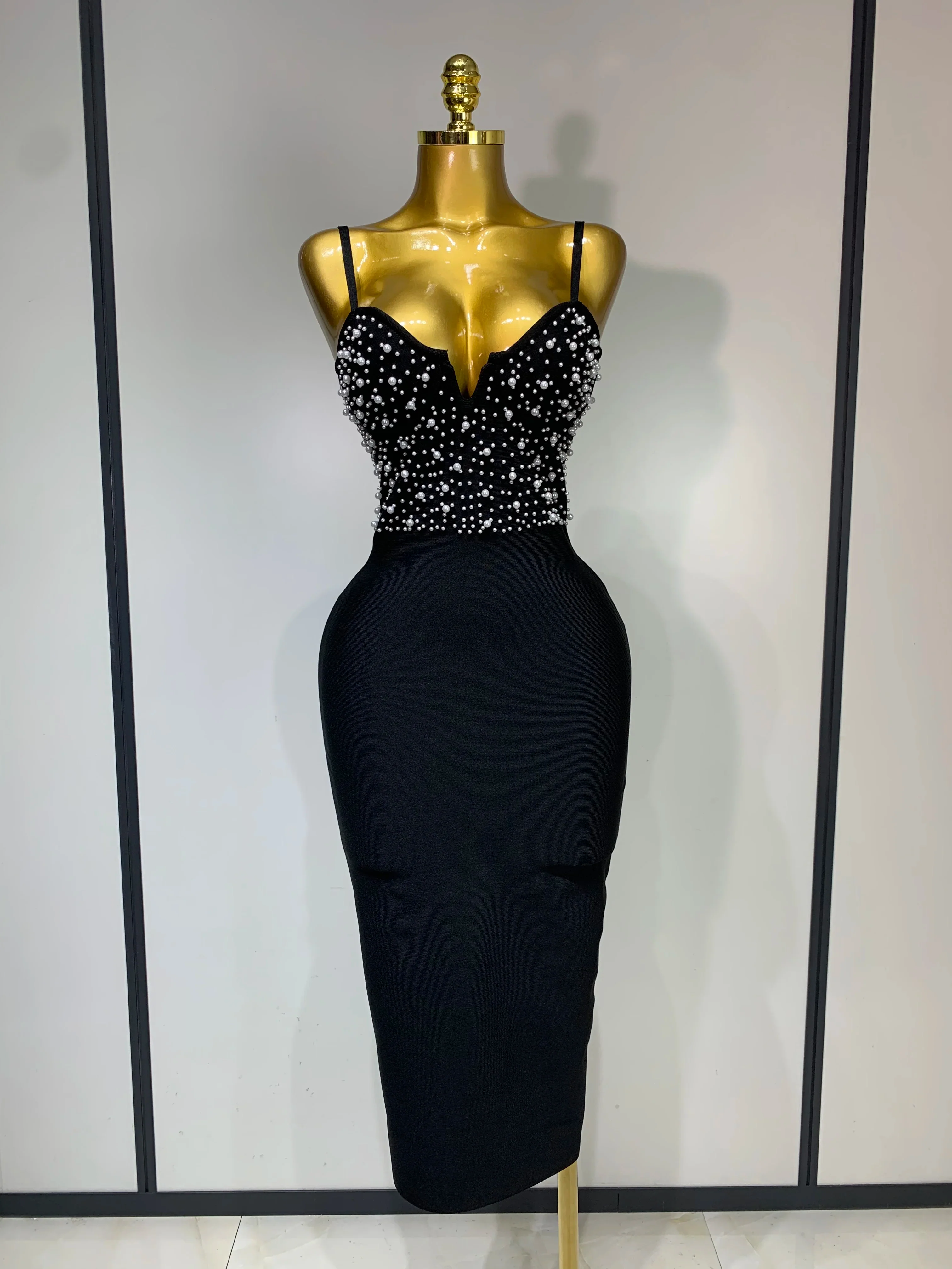 Sexy V-neck Black Red Bodycon Bandage Dress Women Celebrity Evening Prom Club Elegant Birthday Party Nightclub Dresses - Image 7