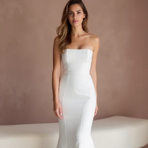Sexy White Mermaid Wedding Dress with a Lace-Up Back for a Custom Fit - Image 4