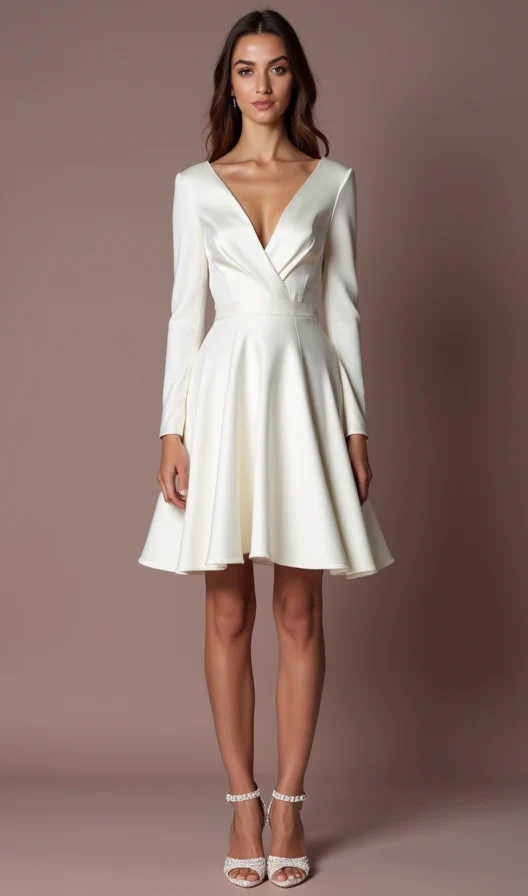 Sexy White Mini Short Wedding Dress with a Sheer Skirt for a Bold and Elegant Look - Image 2