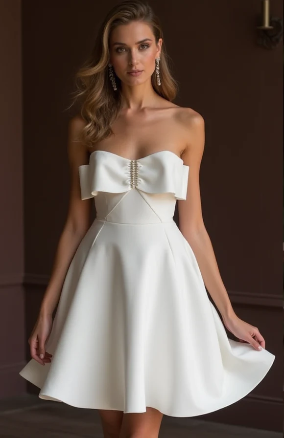 Sexy White Mini Short Wedding Dress with a Slit for a Bold and Confident Bridal Look - Image 2
