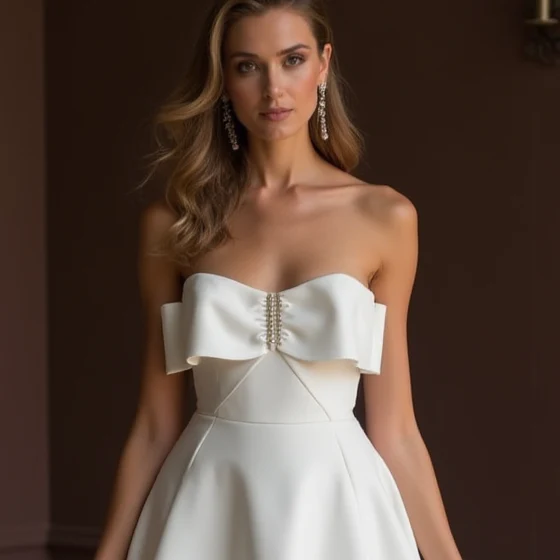 Sexy White Mini Short Wedding Dress with a Slit for a Bold and Confident Bridal Look - Image 4
