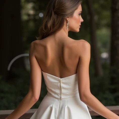 Sexy White Mini Short Wedding Dress with a Slit for a Bold and Confident Bridal Look - Image 5