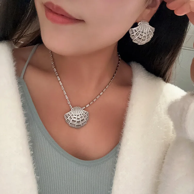 Shell AAA Zircon Bridal Earrings CZ Cubic Zirconia Wedding Earring For Brides Accessories Women Party Dinner Dress Jewelry - Image 4