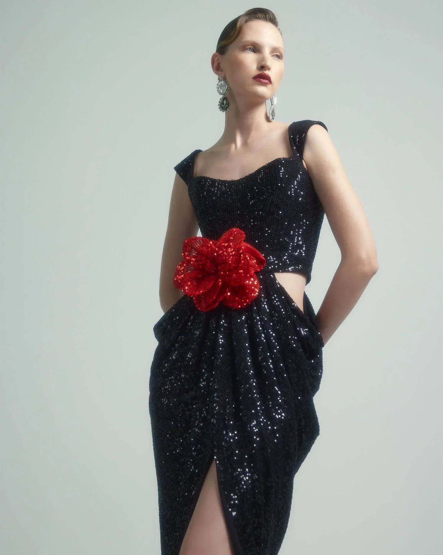Shinning Black Sequins Women Sleeveless Sexy Square Collar Bodycon Long Dress Nightclub Party Celebrate Singer Stage Wear - Image 6