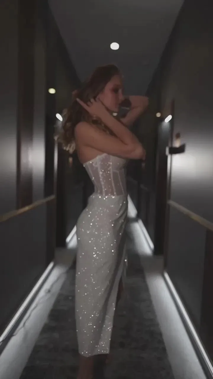 Sparkle White Short Prom Dress Vestido De Novia Wedding Dress Simple Court Train Bridal Gown Modern Bow Satin Mermaid Princess - Image 2