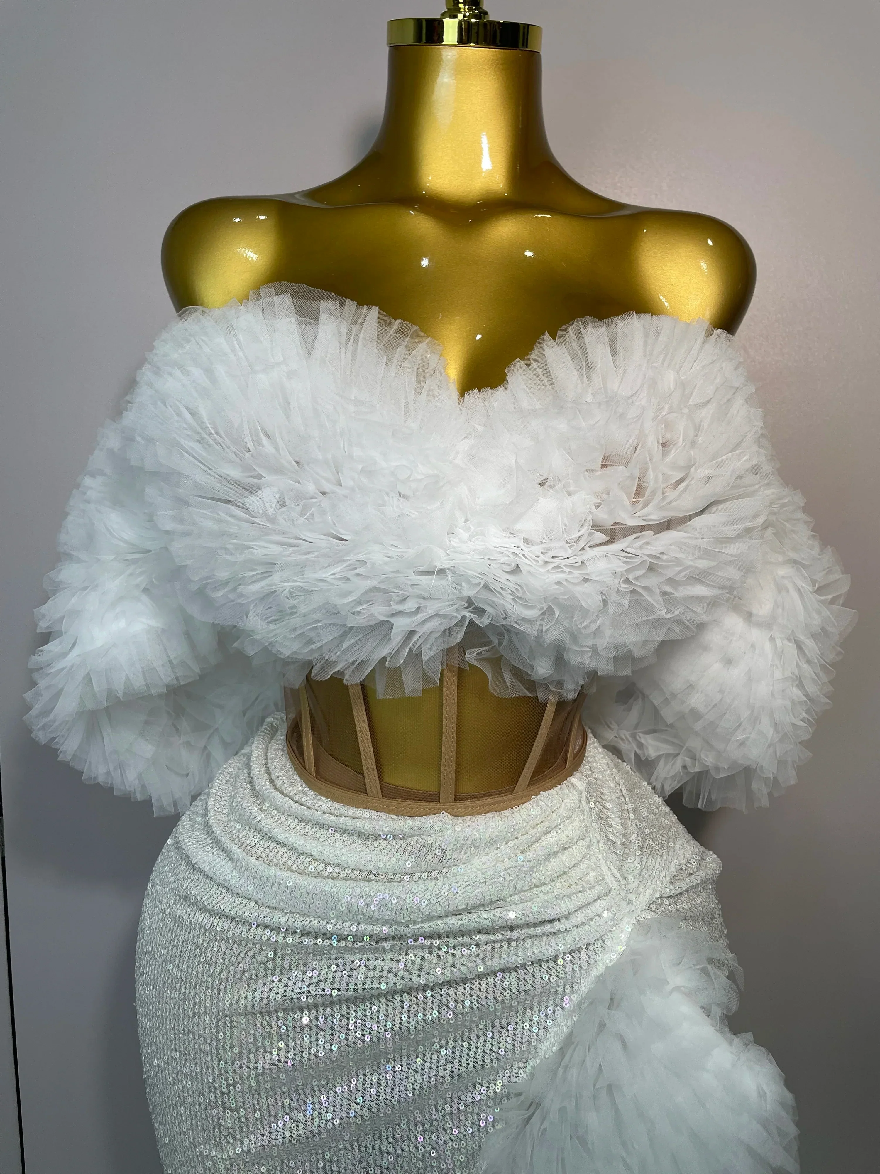 Shiny Sequins Top Short Skirt Two Pieces Set  Women Sexy Celebrate Evening Prom Birthday Party Dress Nightclub Stage Outfit - Image 5