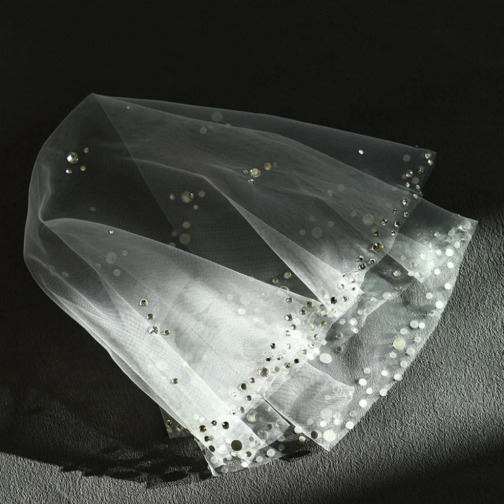 Short Crystal Bridal Veil Lace Wedding Veils For Evening Dinner Party Dress Women Gift Hair Accessories Brides Jewelry