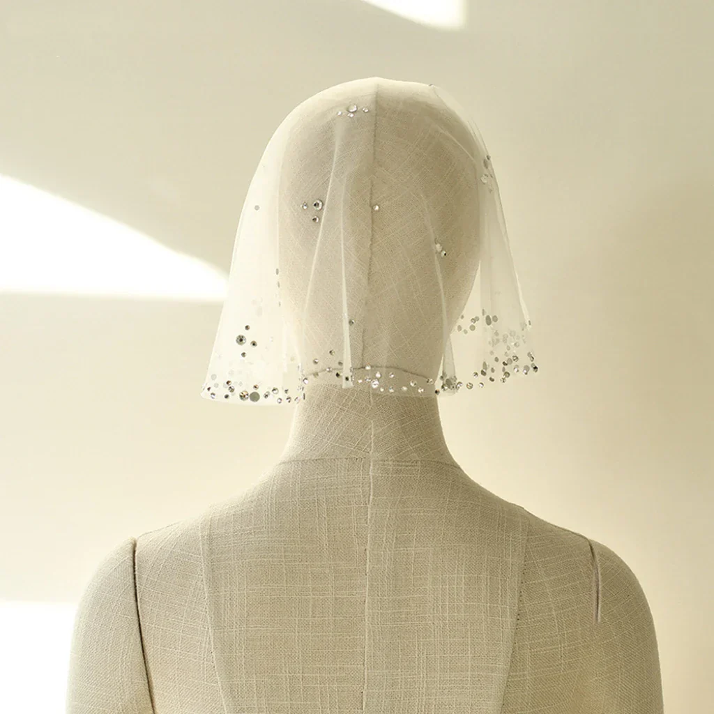 Short Crystal Bridal Veil Lace Wedding Veils For Evening Dinner Party Dress Women Gift Hair Accessories Brides Jewelry - Image 2