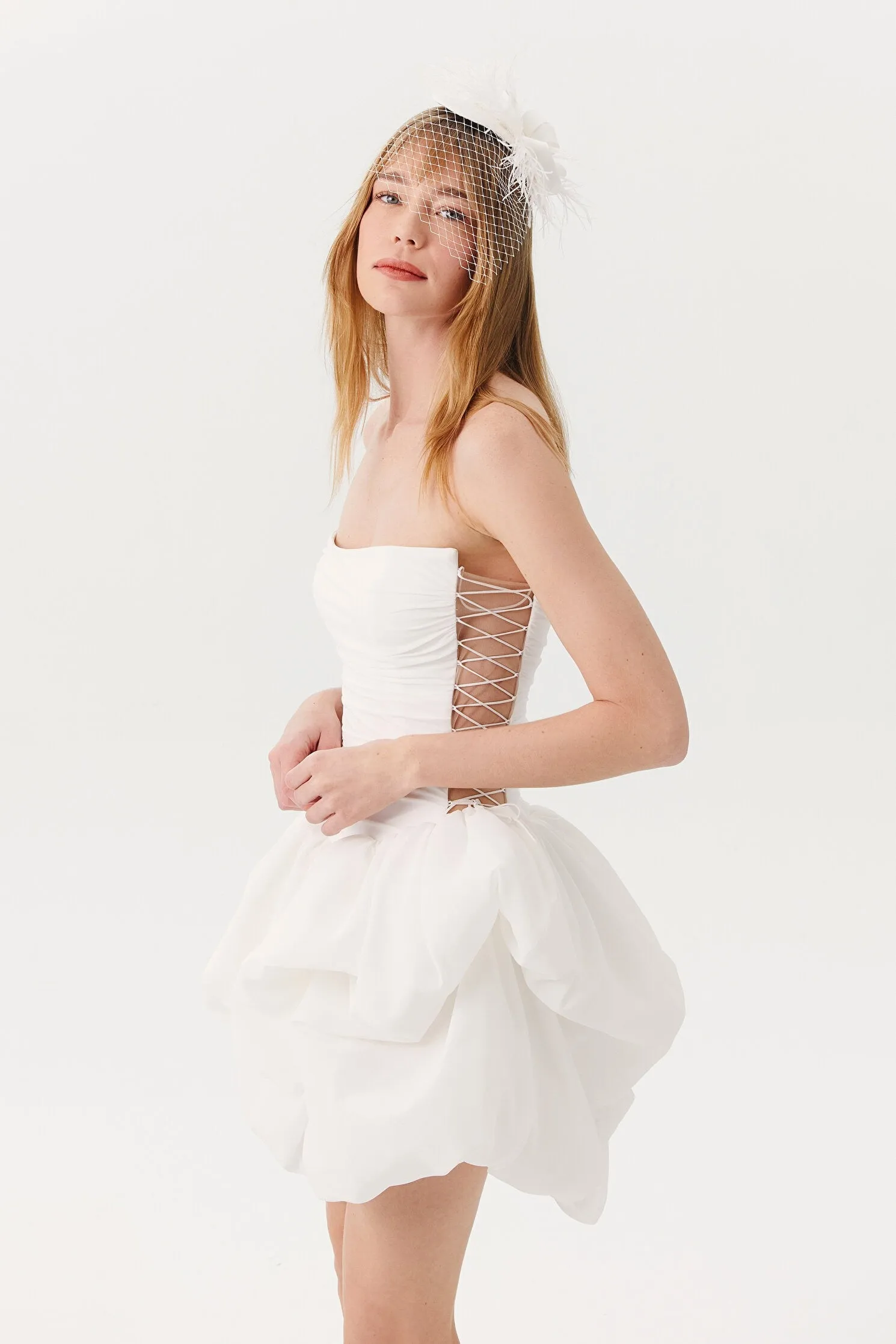 White Bubble-Hem Sleeveless Modern Satin Princess Vestido De Novia Dress Mermaid Gown Bow Court Train Wedding Dress - Image 2