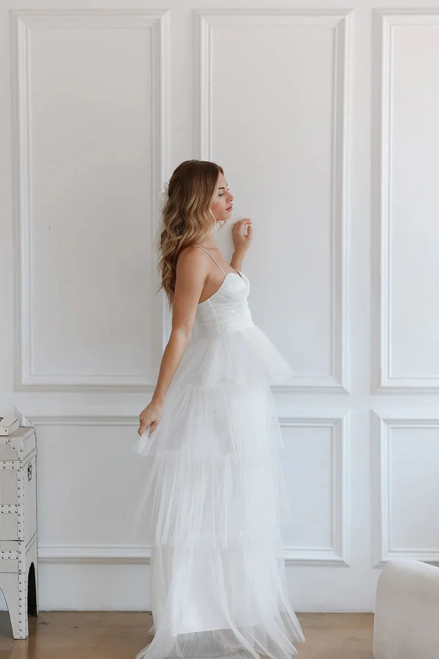 Layers of Tulle with Criss-cross Back Wedding Dress Train Dress Satin Bow Court Bridal Gown Vestido De Novia Simple Skirt - Image 2