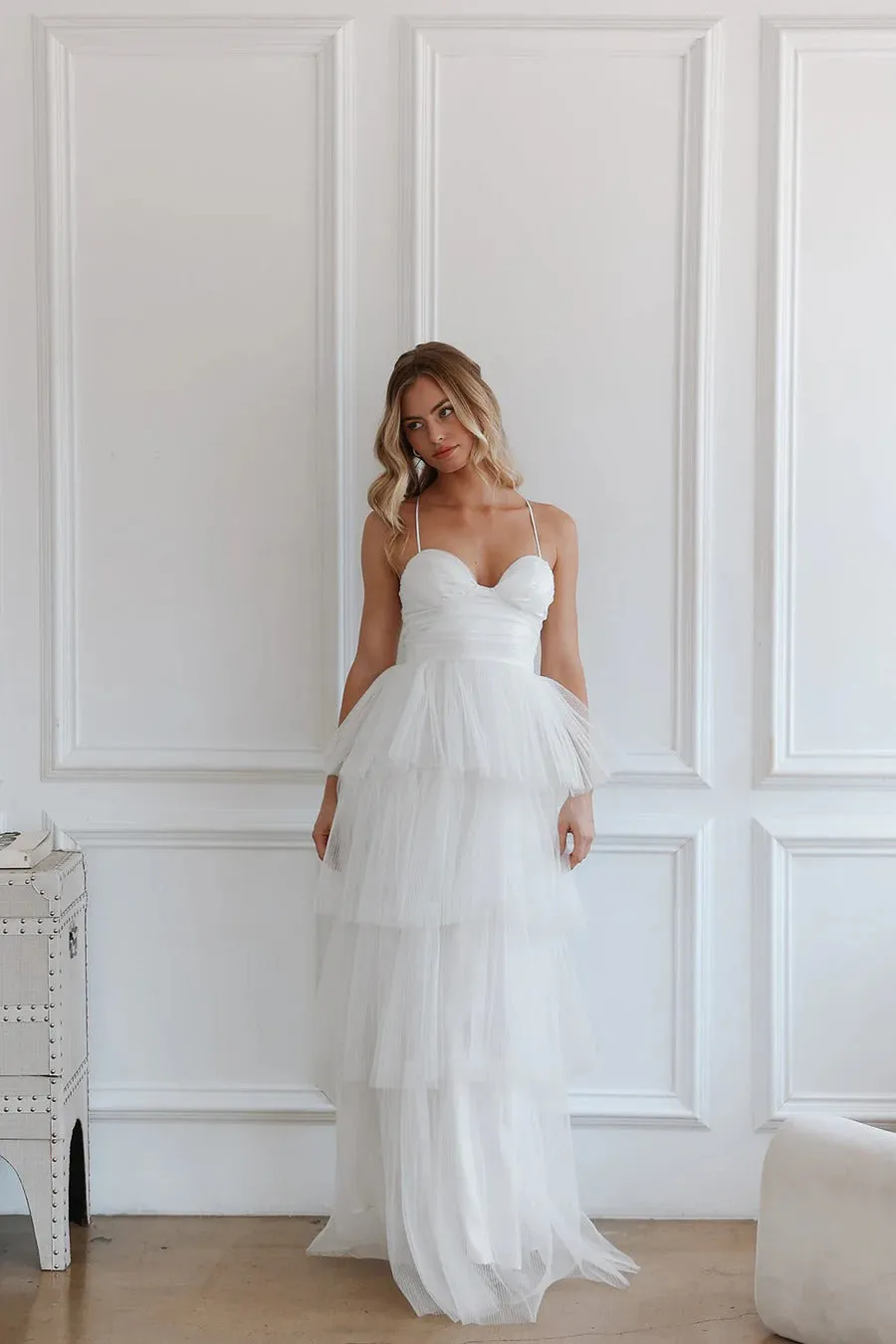 Layers of Tulle with Criss-cross Back Wedding Dress Train Dress Satin Bow Court Bridal Gown Vestido De Novia Simple Skirt - Image 5