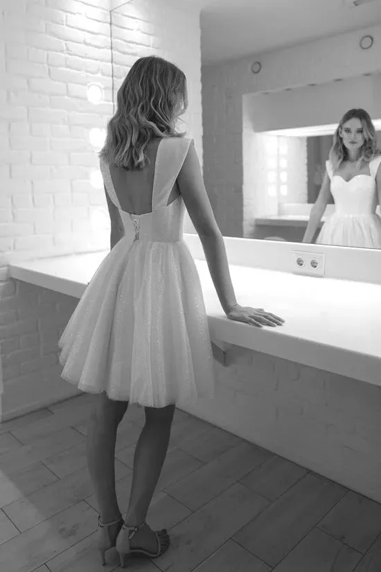 Sparkly Short Wedding Dress Bow Court Train Dress Satin Modern Mermaid Vestido De Novia Princess Gown - Image 3