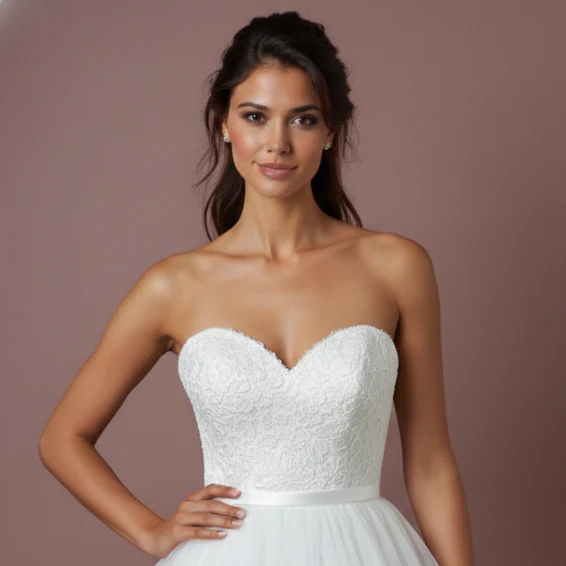 Short Sweetheart Wedding Dress Tulle Ball Gown Strapless - Image 4