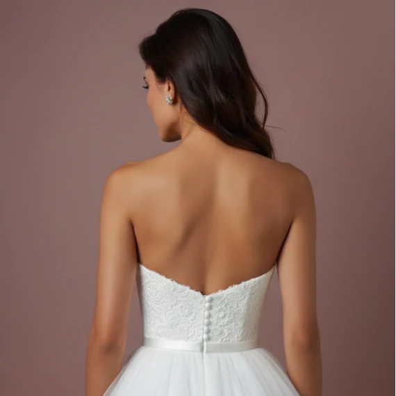Short Sweetheart Wedding Dress Tulle Ball Gown Strapless - Image 5