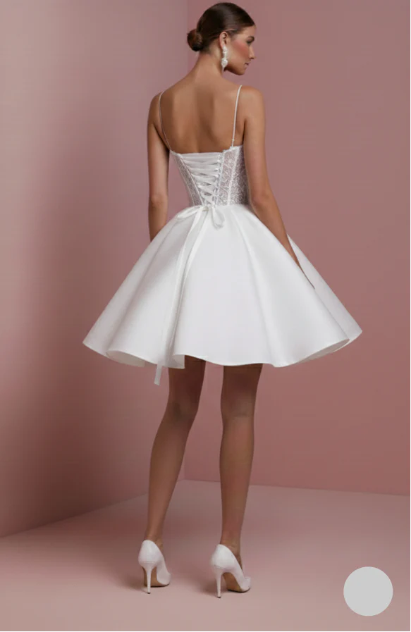Corset Top Wedding Dress Lace Up Short Back Tulle Wear - Image 3