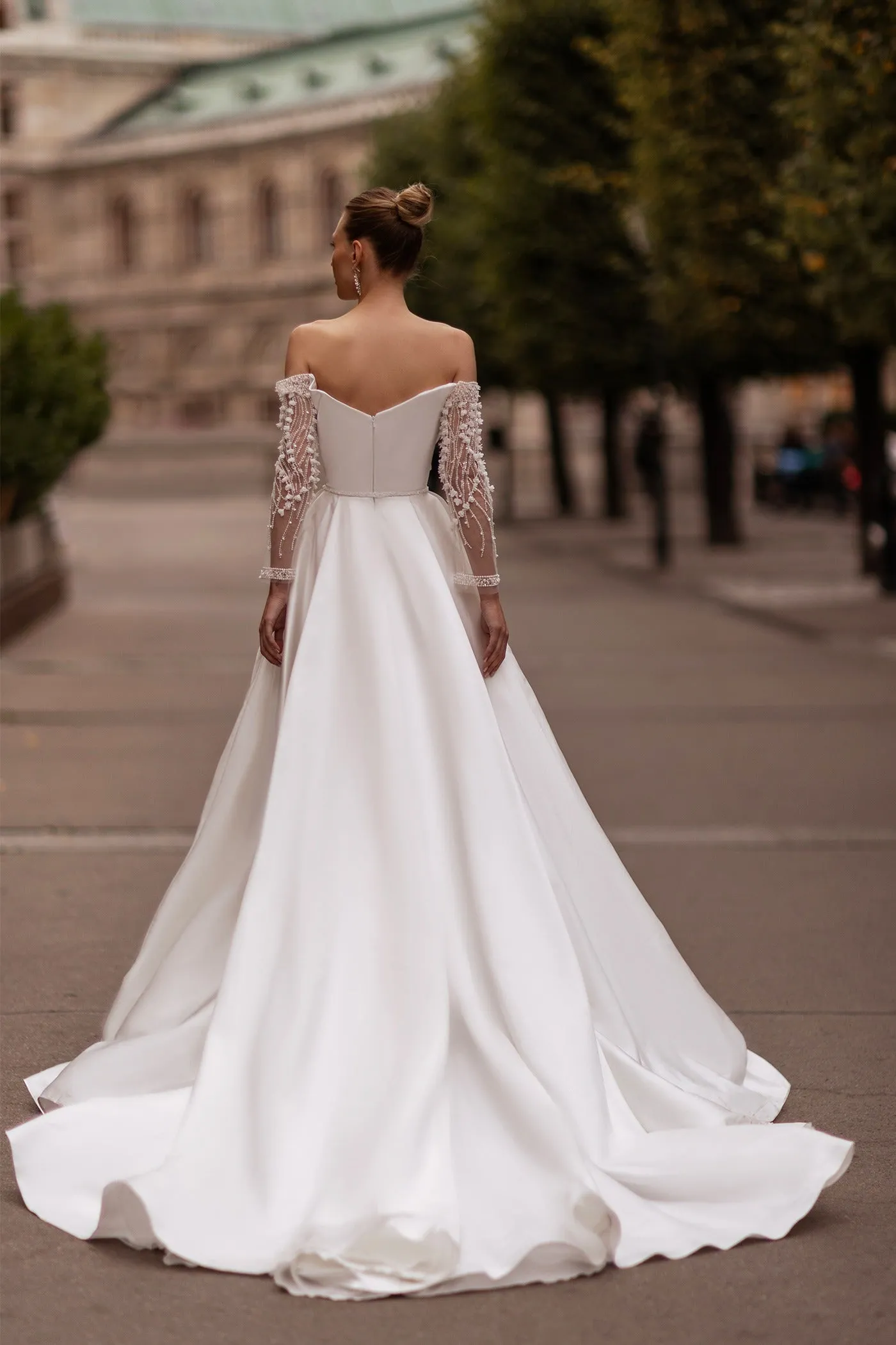 Slit Front Wedding Dress Vestido De Novia DressModern Mermaid Gown Satin Princess Bow Court Train - Image 2