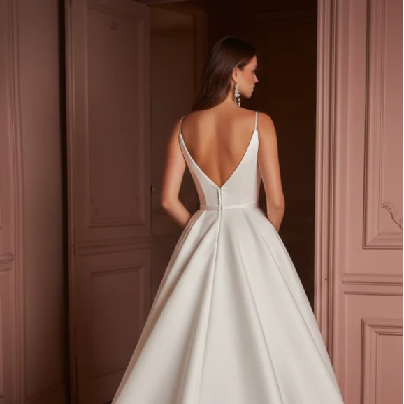 Long Plain Puffy Wedding Dress Layered Tulle Classic Gown - Image 5