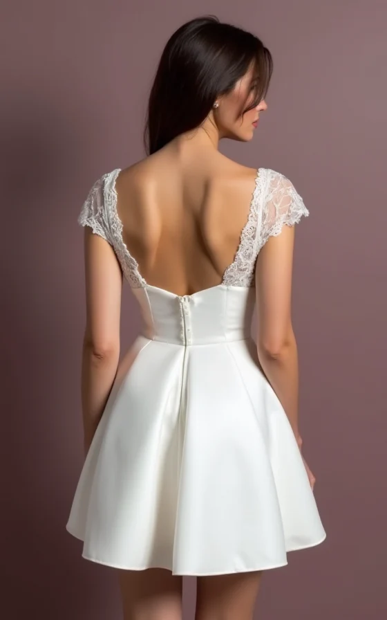 Short Wedding Dress and Mini Dress with a Fit-and-Flare Silhouette for a Feminine Look - Image 3