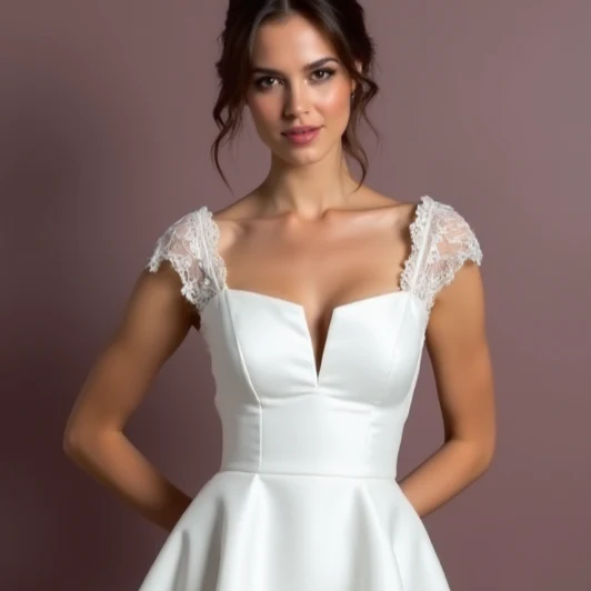 Short Wedding Dress and Mini Dress with a Fit-and-Flare Silhouette for a Feminine Look - Image 4