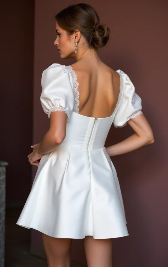 Short Wedding Dress and Mini Dress with a Flowing Chiffon Skirt for an Airy Feel - Image 3