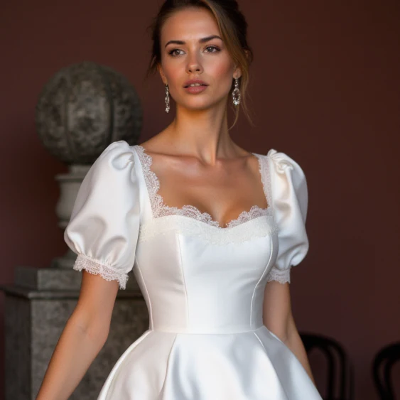 Short Wedding Dress and Mini Dress with a Flowing Chiffon Skirt for an Airy Feel - Image 4