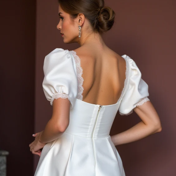 Short Wedding Dress and Mini Dress with a Flowing Chiffon Skirt for an Airy Feel - Image 5
