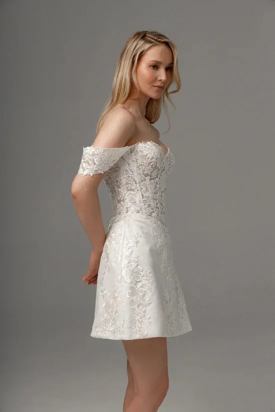 Short Lace Wedding Dress Modern Mermaid Bow Court Train Dress Satin Vestido De Novia Princess Gown - Image 6