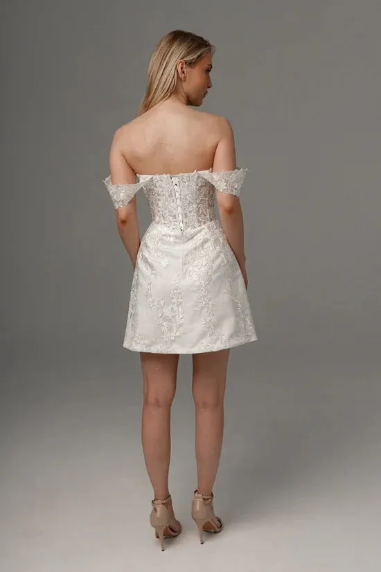 Short Lace Wedding Dress Modern Mermaid Bow Court Train Dress Satin Vestido De Novia Princess Gown - Image 7