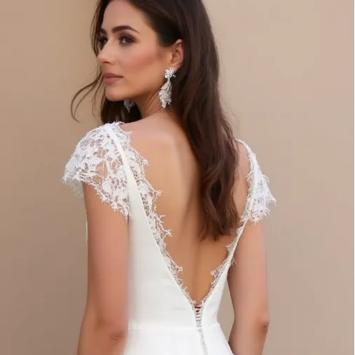Short Wedding Dress with Feminine Touches for a Graceful Look - Image 5