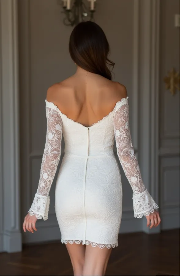 Short Wedding Dress with Flattering Fit for a Romantic Bridal Look - Image 3