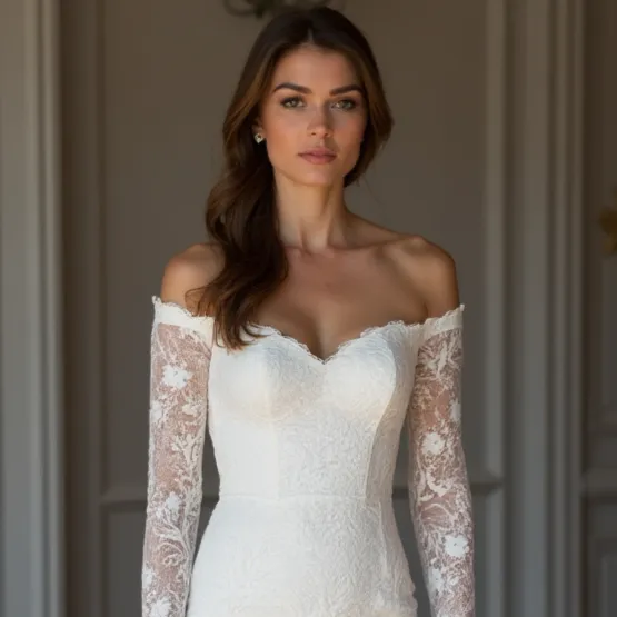 Short Wedding Dress with Flattering Fit for a Romantic Bridal Look - Image 4