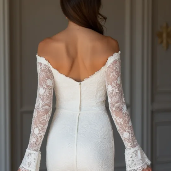 Short Wedding Dress with Flattering Fit for a Romantic Bridal Look - Image 5