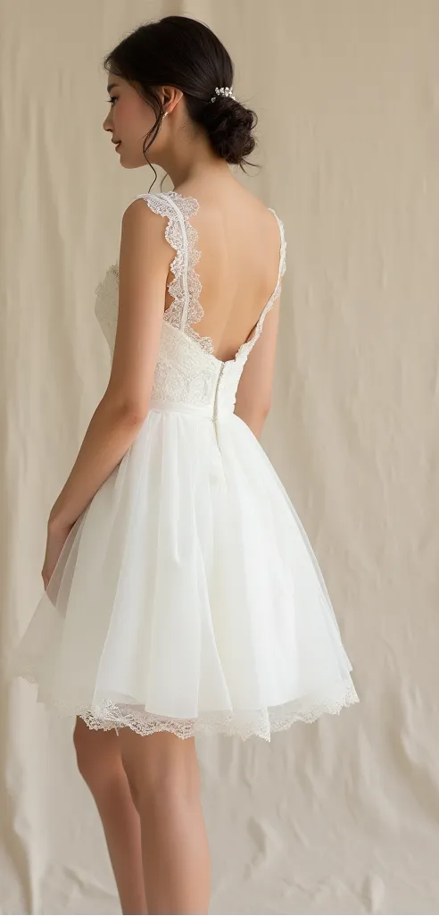 Short Wedding Dress with Sleeves for a Chic and Sophisticated Look - Image 3