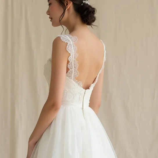 Short Wedding Dress with Sleeves for a Chic and Sophisticated Look - Image 5