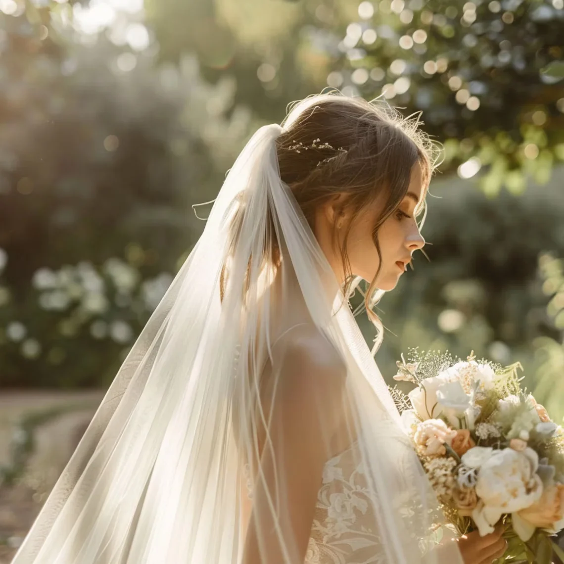 Signature Soft Long Tulle Wedding Veil with Cut Edge Simple Bridal Veil - Image 2