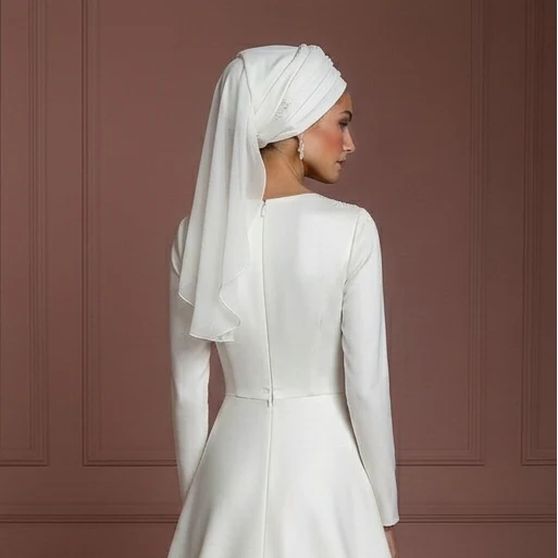 Silk Minimalist Bridal Gown – Ivory Modest Wedding Dress Muslim - Image 5