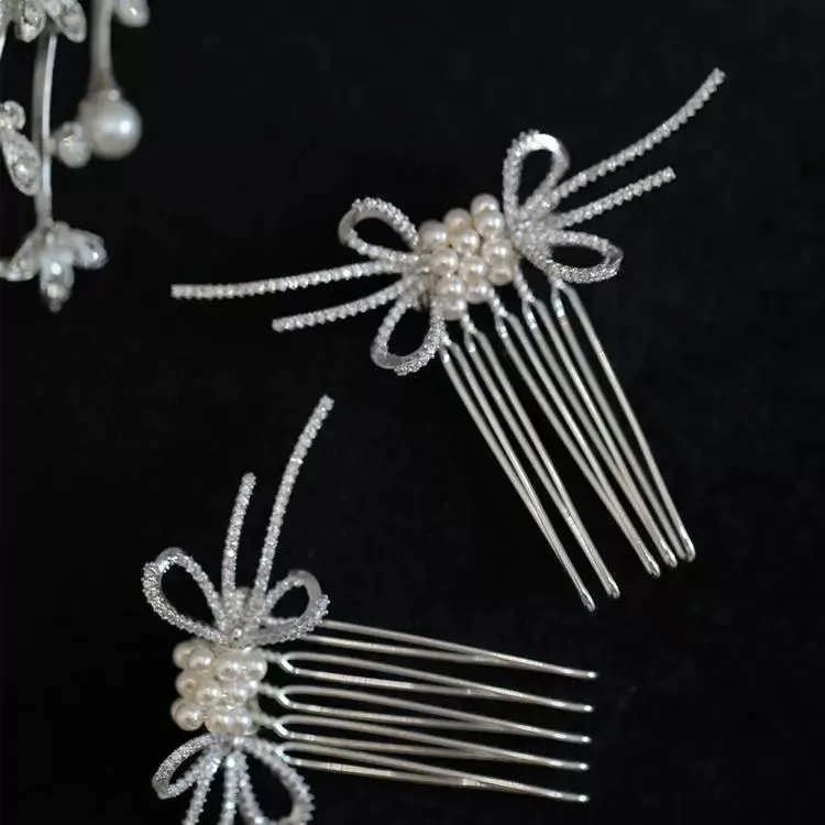 Silver Color Hair Pin Clip Pearl Crystal Head Piece For Bride Bridesmaids Hairpin Earrings Bridal Jewelry Wedding Accessories - Image 5