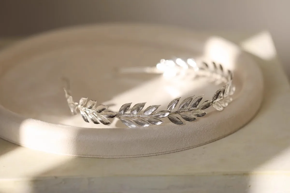 Silver Color Headband Hairband Leaf Headpiece Headdress Brides Birthday Gift Tiara Crown Bridal Jewelry Wedding Hair Accessories - Image 3