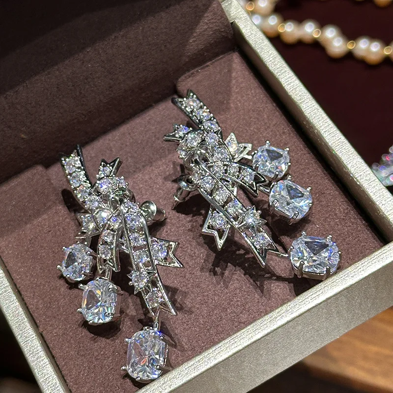 Silver Color Zircon Bridal Earrings CZ Cubic Zirconia Wedding Earring For Brides Bridesmaids Accessories Women Prom Jewelry - Image 2