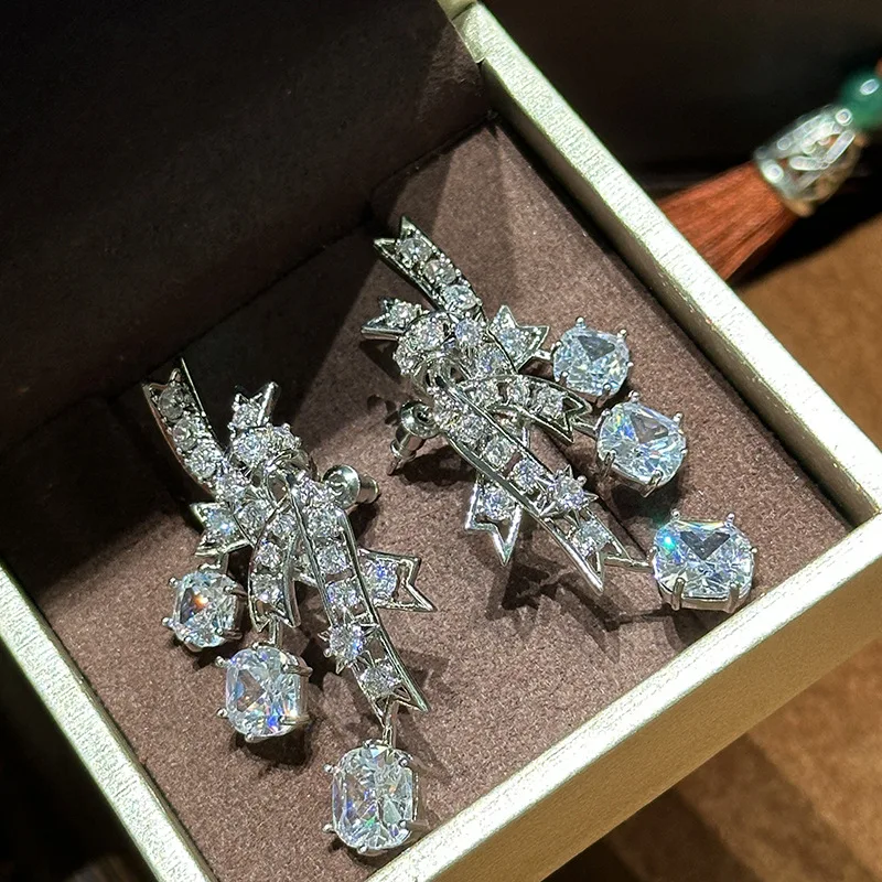 Silver Color Zircon Bridal Earrings CZ Cubic Zirconia Wedding Earring For Brides Bridesmaids Accessories Women Prom Jewelry - Image 3