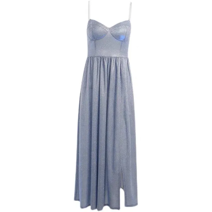 Simple Glitter Midi Prom Dresses A Line Slit Formal Wedding Party Gowns Spaghetti Strap Tea-Length Homecoming Gowns - Image 5