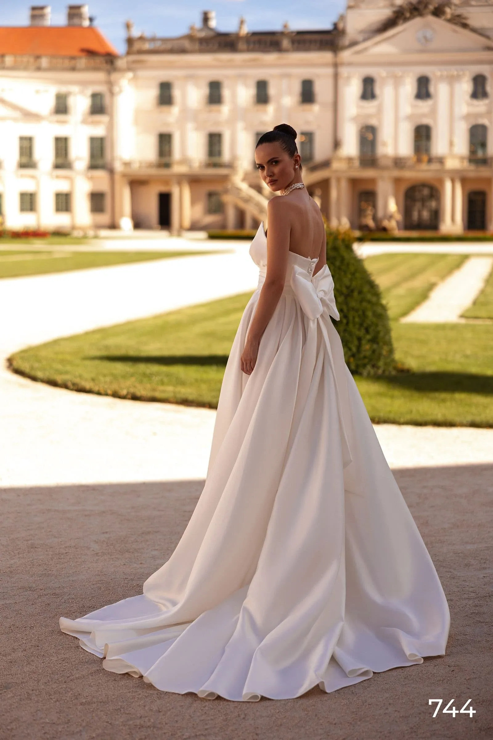 Simple Satin Wedding Dress for Women Off-the-Shoulder Sleeves Side Slit Customized Bride Dresses Long A Line Bridal Gown - Image 3