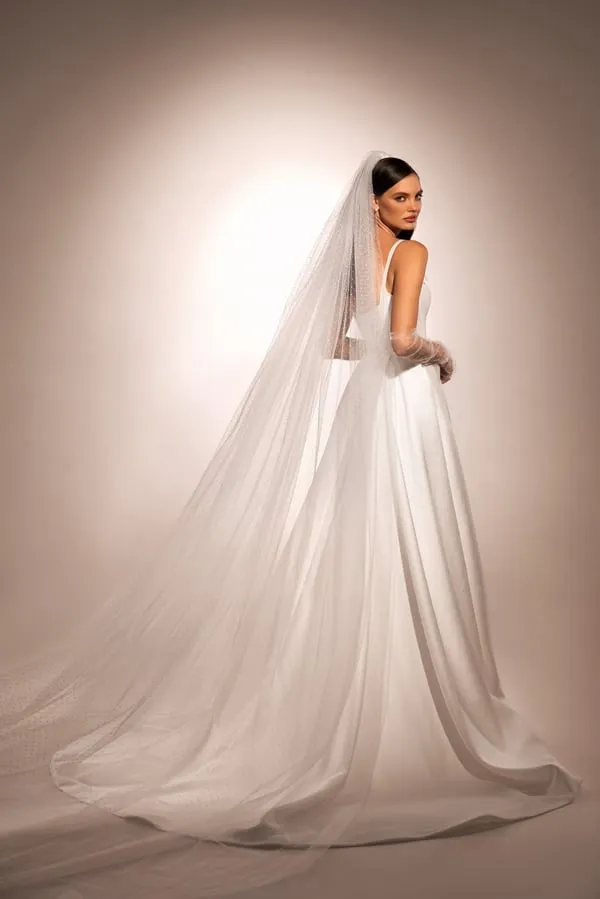 Simple Sleeveless Square-Neck Satin A-Line Wedding Dress For Women Open Back High Side Court Train Bridal Gown - Image 2