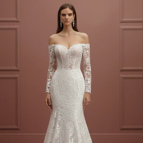 Classic Train Wedding Dress Long Cathedral Length Embroidery - Image 4