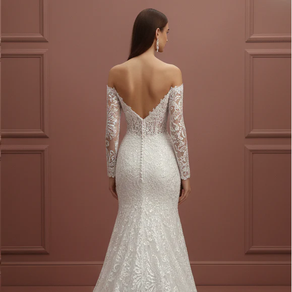 Classic Train Wedding Dress Long Cathedral Length Embroidery - Image 5