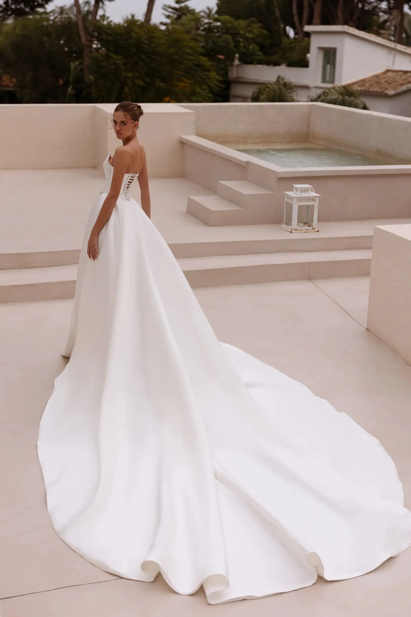 Simple Strapless A-Line Wedding Dresses Lace-up Princess Draped Wedding Party Bridal Gown Open Back Vestidos de Novia - Image 2