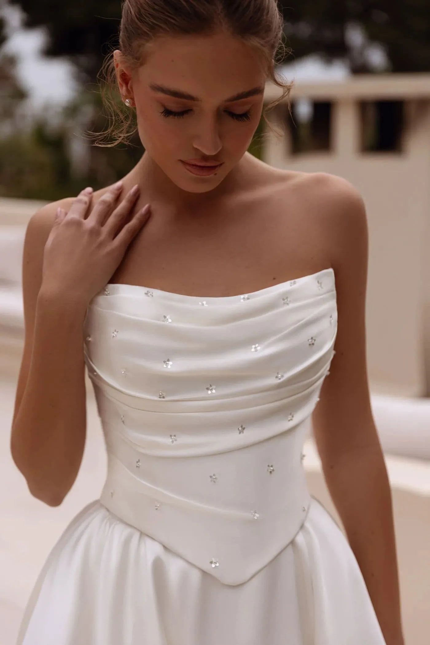 Simple Strapless A-Line Wedding Dresses Lace-up Princess Draped Wedding Party Bridal Gown Open Back Vestidos de Novia - Image 3